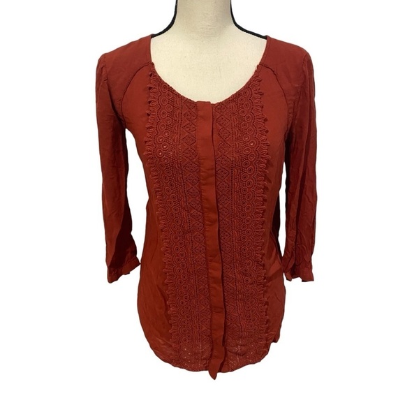 Maeve Boho Blouse Sz 6 Red Orange - Picture 1 of 9